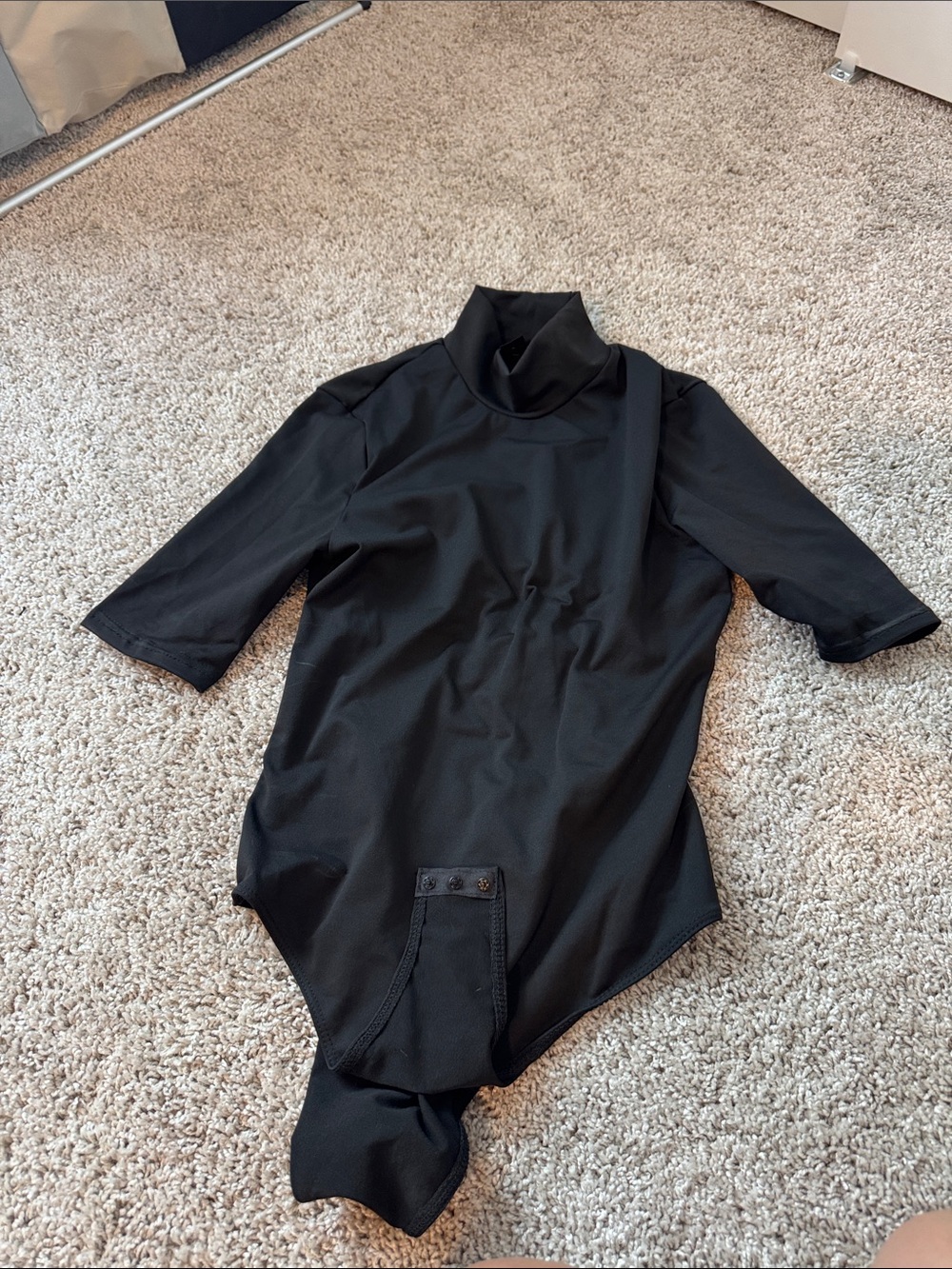 Classic Black Short-Sleeve Turtleneck Bodysuit
